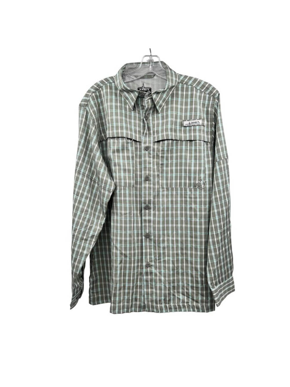 Habit Mens Harbor Bay River Shirt Gray/Multi Plaid Long Sleeve Medium New